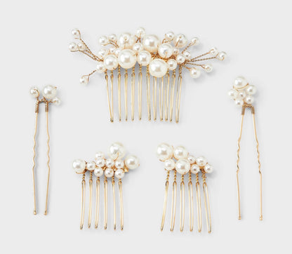Gold pearl hair pins