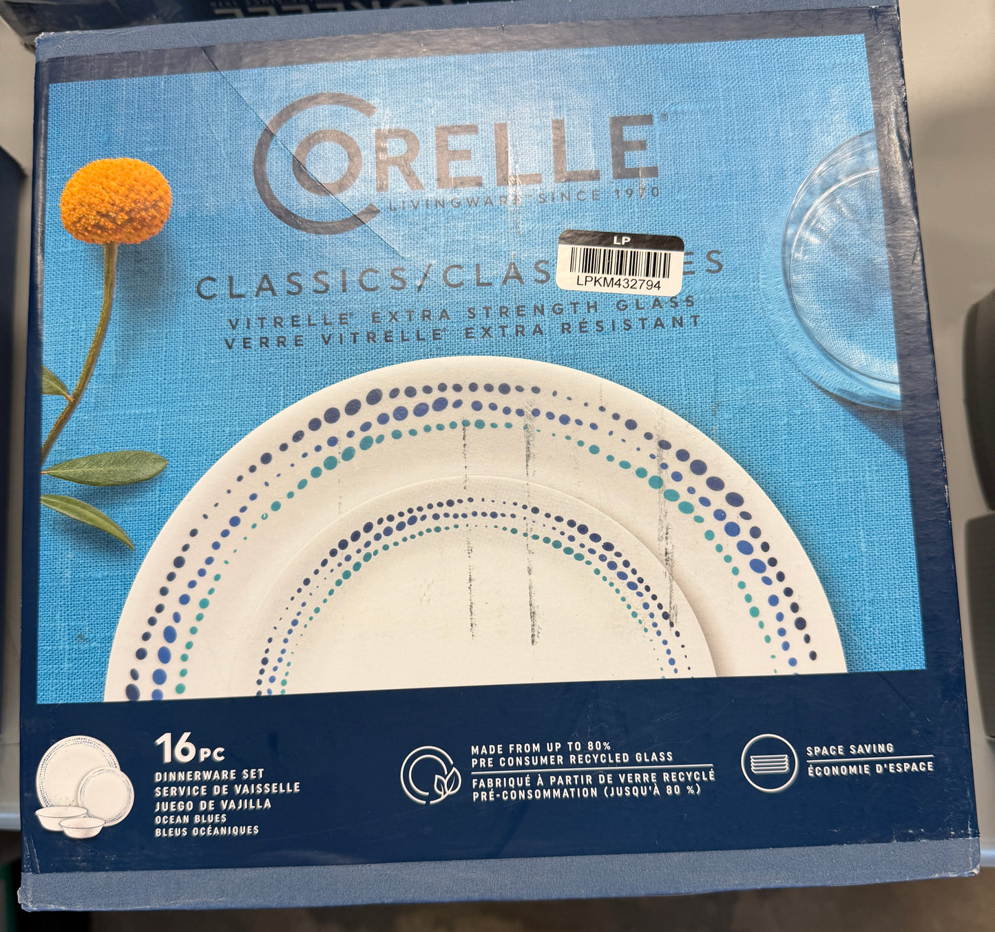 Corelle Classic 16pc Dish Set - Ocean Blues