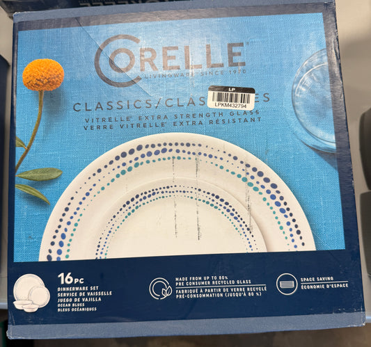 Corelle Classic 16pc Dish Set - Ocean Blues