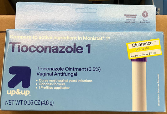 Tioconazole 6.5% Antifungal Vaginal Ointment for a 1-day treatment
