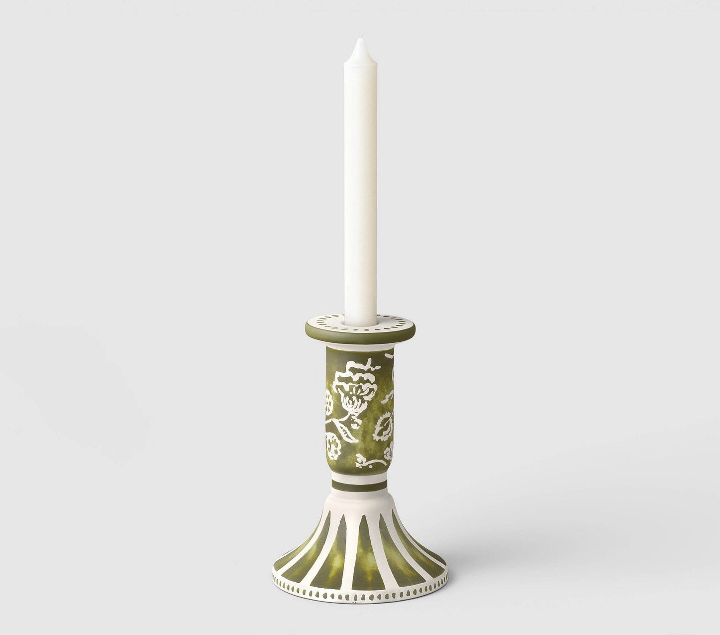 6”X4”Ceramic mixed floral painted taper candle holder