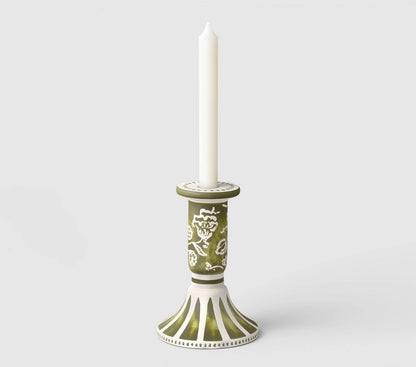 6”X4”Ceramic mixed floral painted taper candle holder