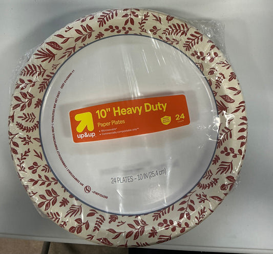 Disposable Paper Plates, 10 Inch, Pack of 24