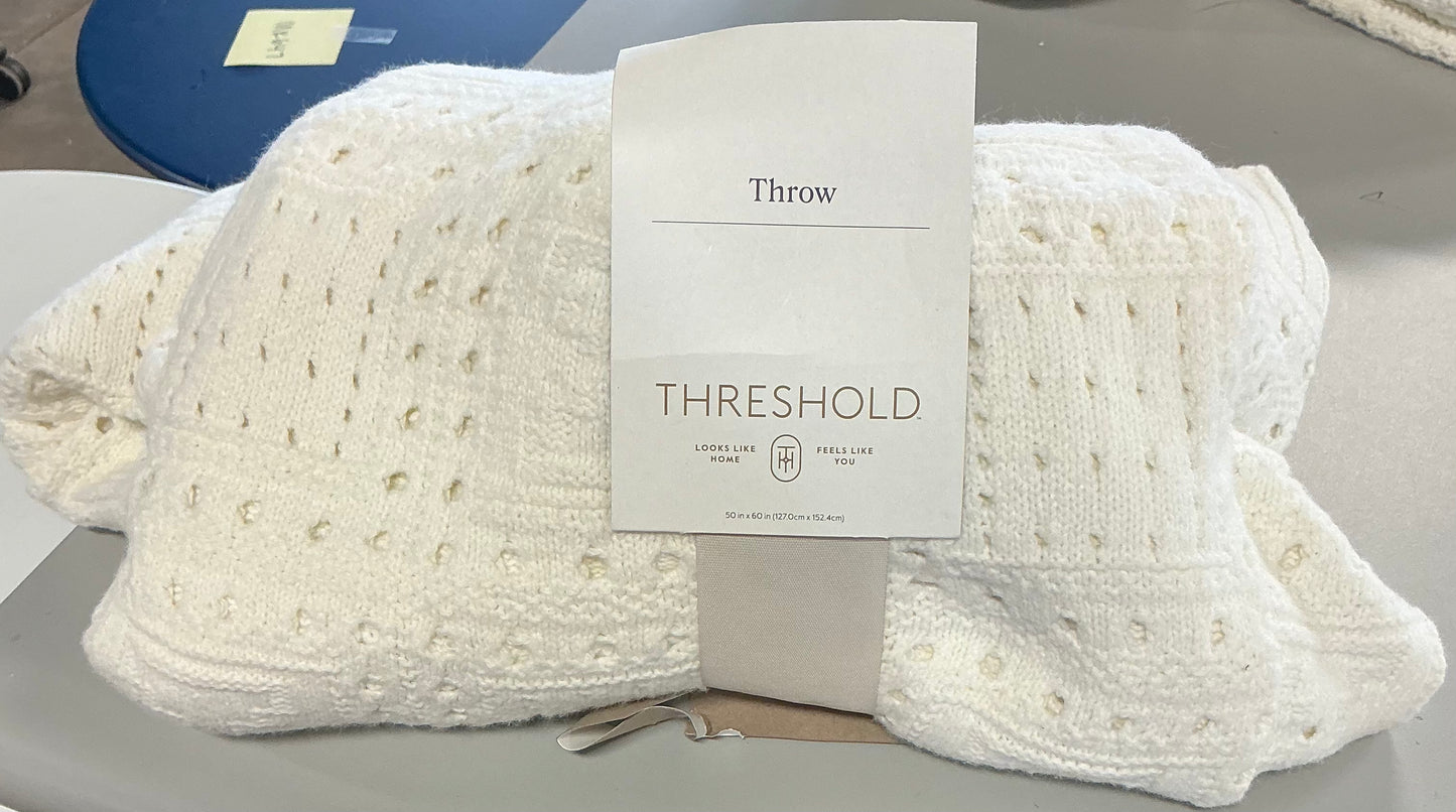Knit throw blanket - Ivory - 50x60”