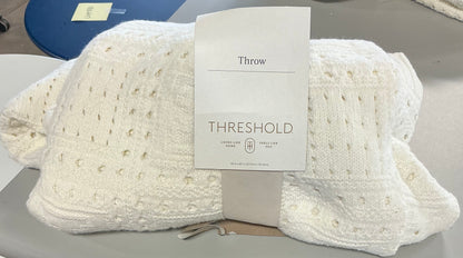 Knit throw blanket - Ivory - 50x60”