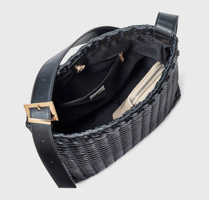 Black woven bucket shoulder bag from A New Day