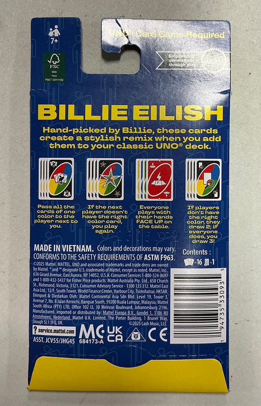 UNO add-on pack Billie Eilish card game - uno card game required