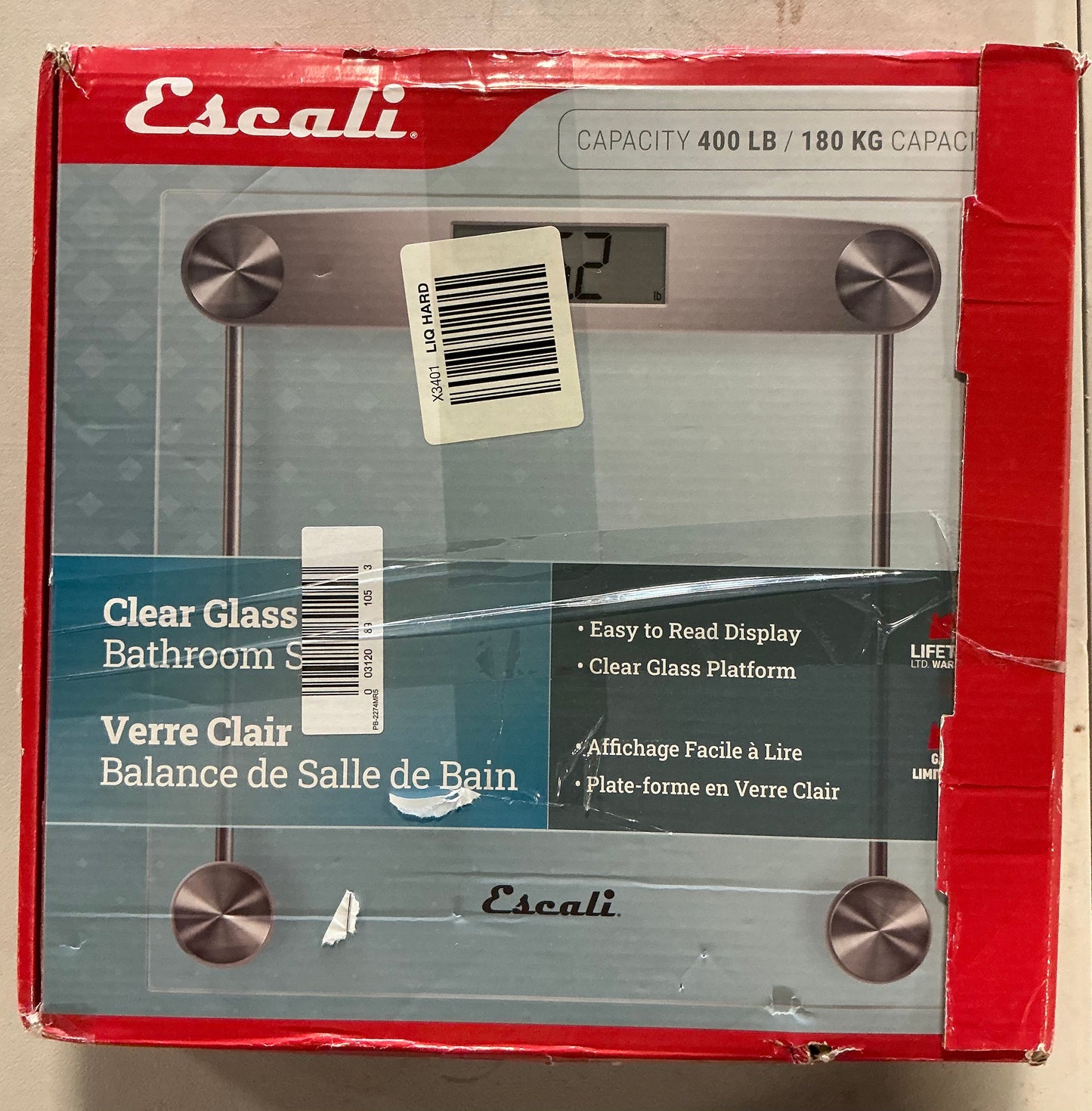 Escali Glass And Chrome Digital Display Bathroom Scale - Open Box