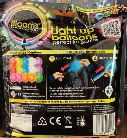 15ct illooms LED Light Up Mixed Solid Balloon