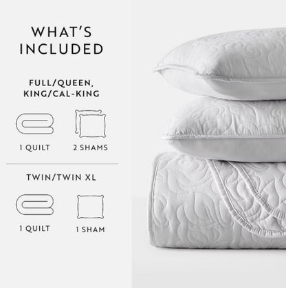 Casual Comfort Floral Stitch Quilt Set 3 Pieces Full/Queen