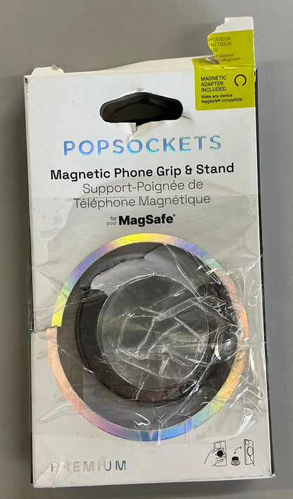 Popsockets magnetic phone grip with MagSafe magnetic adapter ring - Aluminum Radial Silver