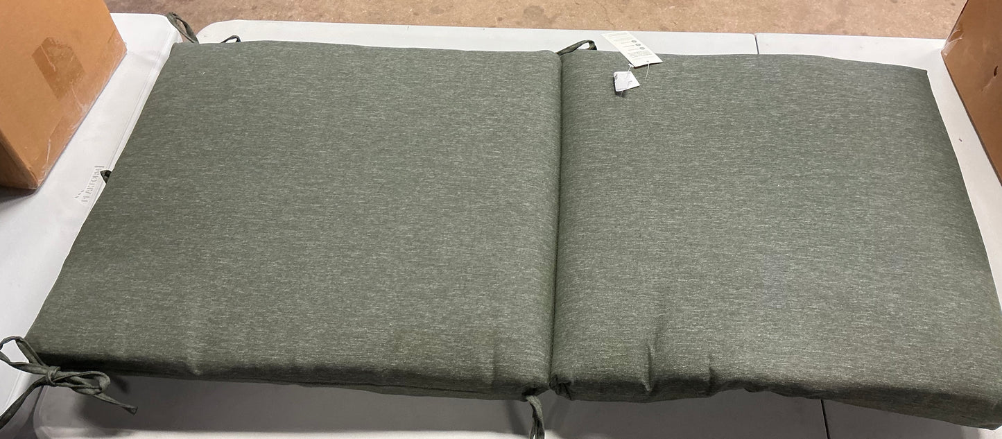 21”x43” Heathered solid chair cushion Dark Green - SOME MINOR COSMETIC FLAWS (INDENT IN SEAT CUSHION) - PICK UP ONLY