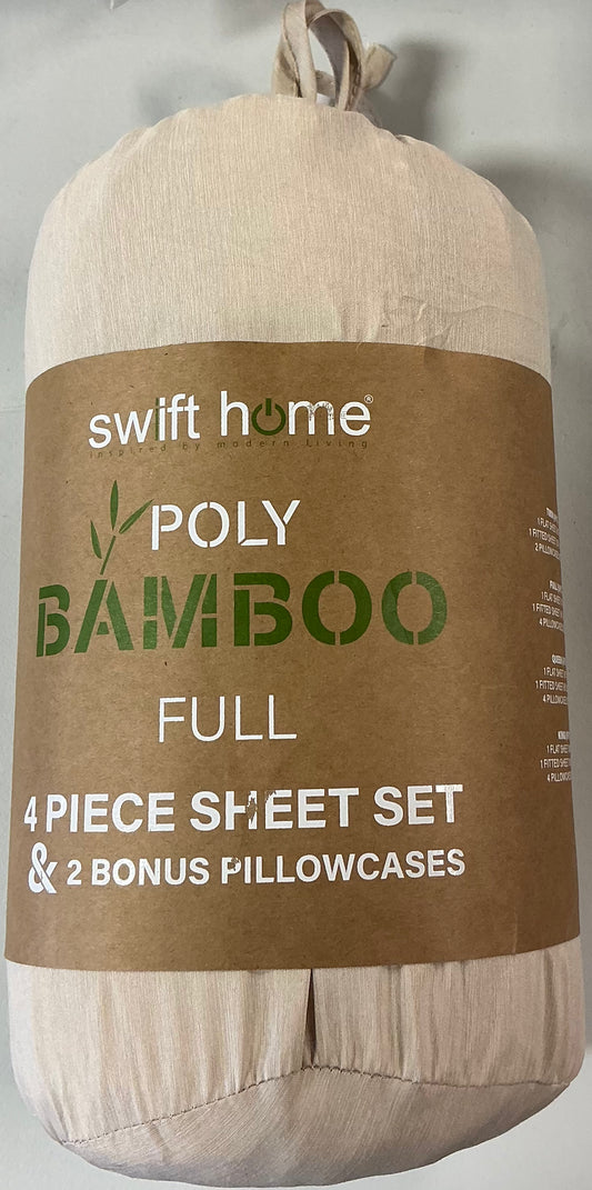 Easy Care Rayon From Bamboo Blend With Bonus Pillowcases Deep Pocket Sheet Set-Cream