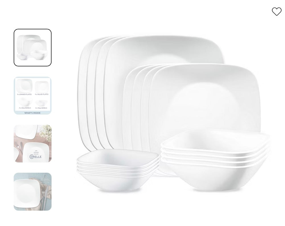 Corelle Vivid White 16-pc. Glass Dinnerware Set