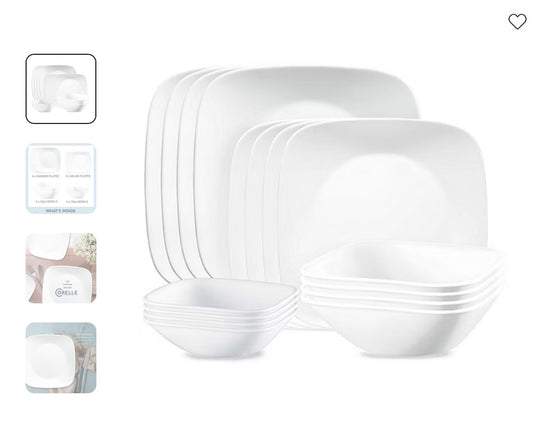 Corelle Vivid White 16-pc. Glass Dinnerware Set
