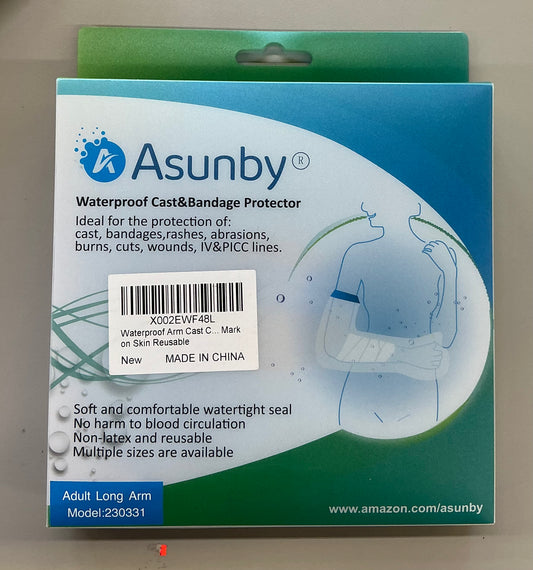 Asunby Waterproof Cast & Bandage Protector for an adult long arm
