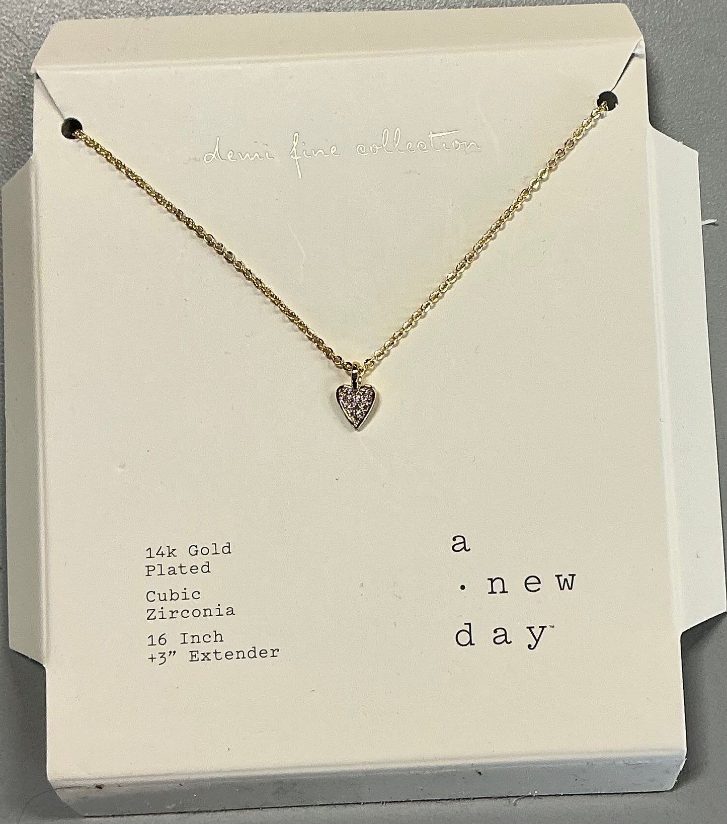 14k gold plated cubic zirconia heart necklace