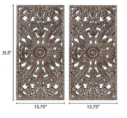 Madison Park Botanical Distressed Carved Wood 2-pc. Wall Art Set