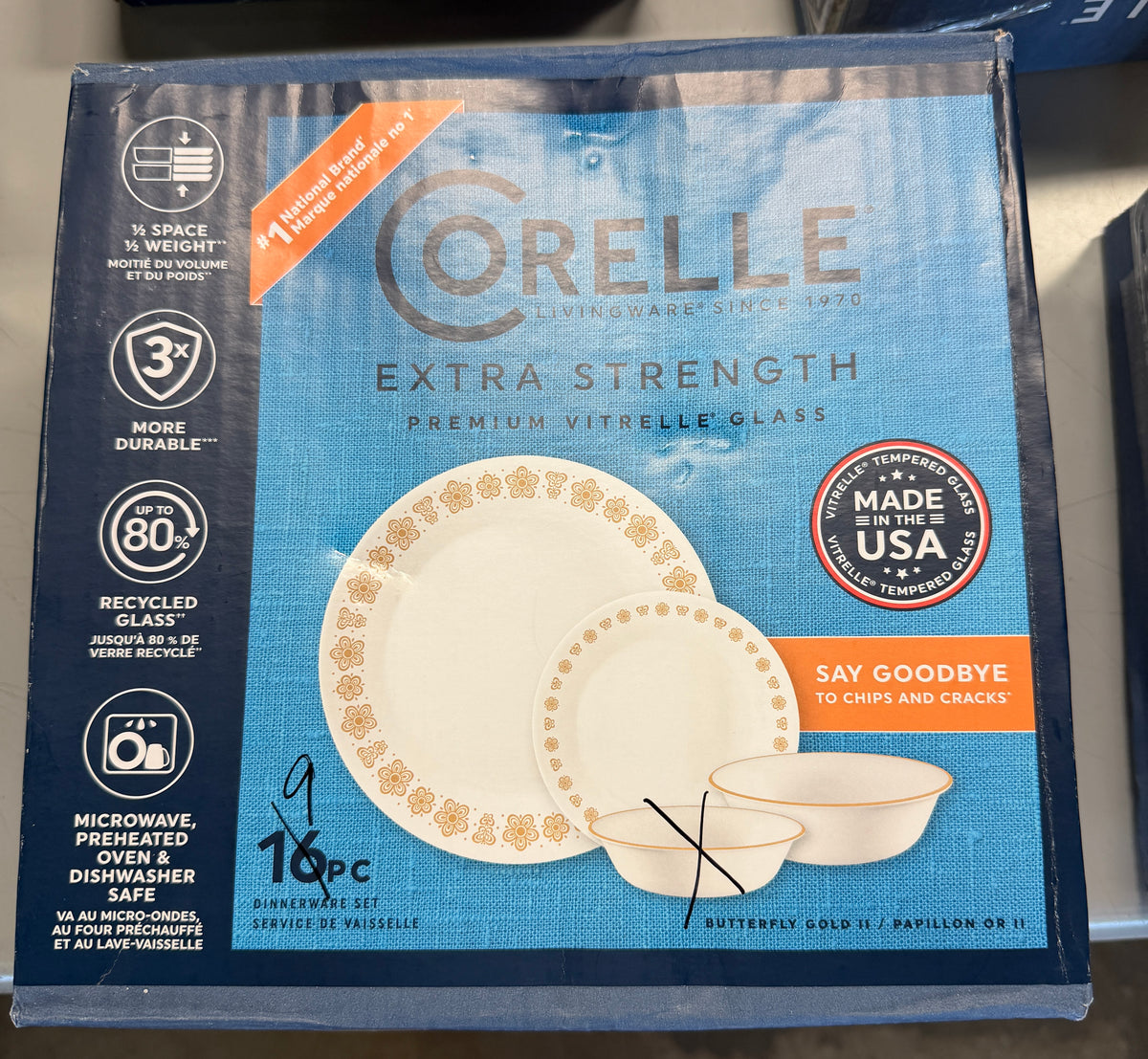 Corelle Extra Strength 9pc Dish Set - Butterfly Gold