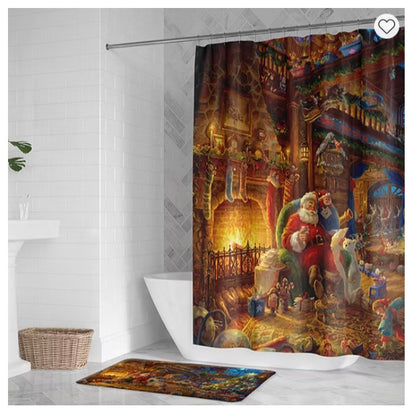Thomas Kinkade Santa'S Workshop Shower Curtain 71x72 Inch