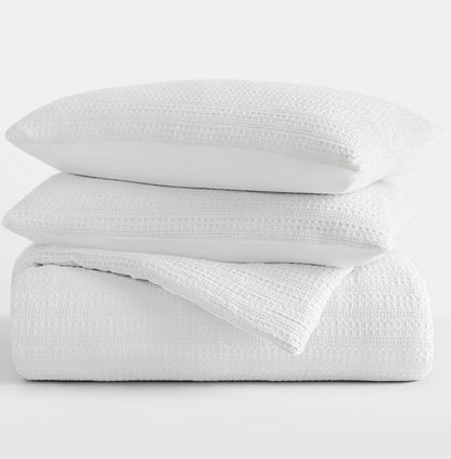 Casual Comfort Waffle Textured Midweight Down Alternative Comforter Set 2 Pieces Twin XL-Included(1 Comforter and 1 Sham)-White