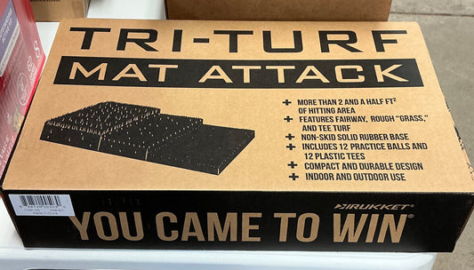 Rukket Tri-Turf Golf Hitting Mat Attack | Portable Driving, Chipping, Training