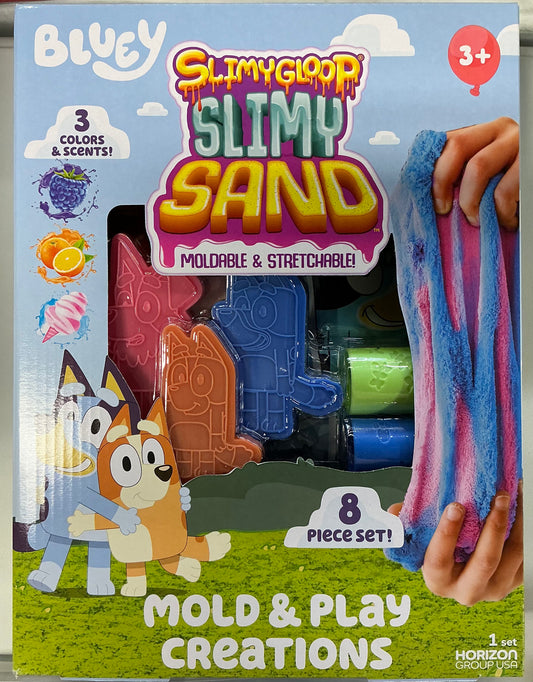 Bluey SLIMYGLOOP Slimy Sand Mold & Play Creations 8-Piece Set.
