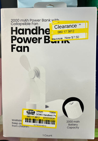 GEMS handheld power bank fan