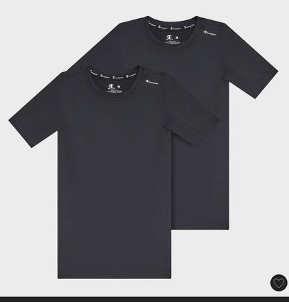 Champion youth 2pk compression t-shirt - black/black - size small 6/7 - open package