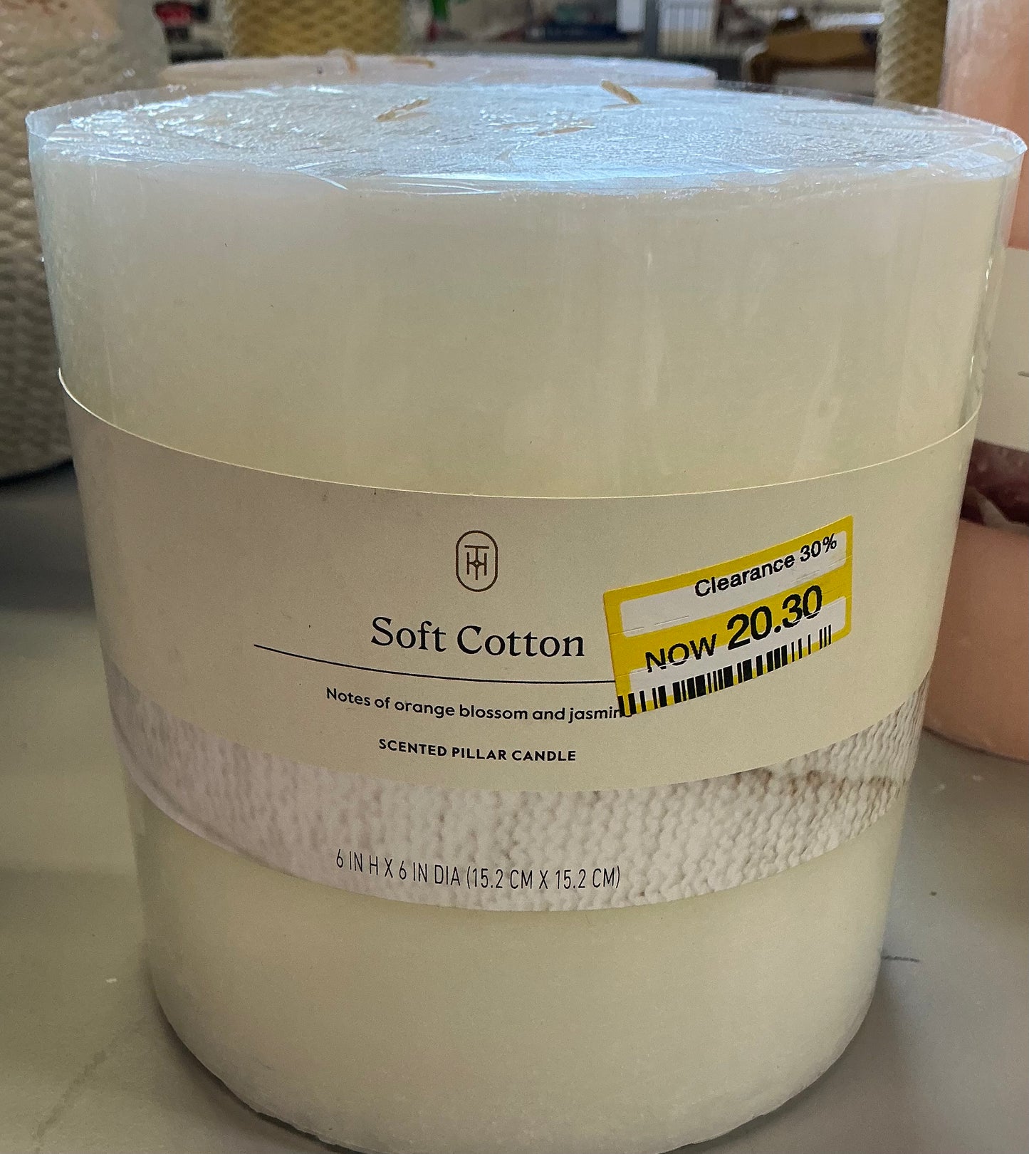 6”x6” 3-wick pillar scented candle - AS IS - SOME MINOR COSMETIC FLAWS