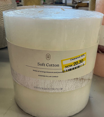 6”x6” 3-wick pillar scented candle - AS IS - SOME MINOR COSMETIC FLAWS