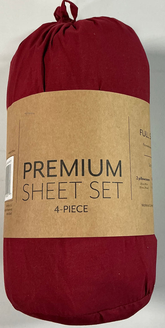 Casual Comfort™ Premium Ultra Soft Microfiber Wrinkle Free 4 Piece Sheet Set Full-Burgundy