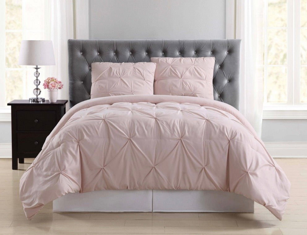 Truly Soft Everyday Pleated Duvet Cover Set 3 Piece Full/Queen-Blush Pink