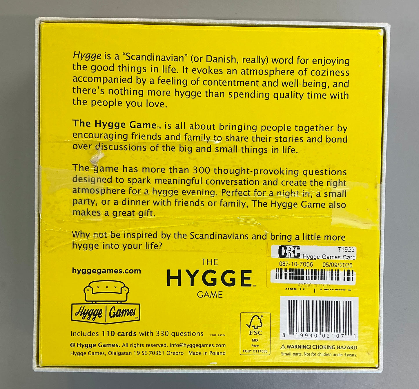 THRIFTY 70 - the hygge game cozy conversation in pleasant company - USED - ONLY 49 CARDS - FINAL SALE - NO RETURNS