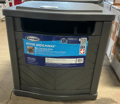 Suncast 150’ capacity slide trak hideaway hose holder Dark Gray - AS IS - CRACKED ON TOP WON’T  STAY OPEN - PICK UP ONLY