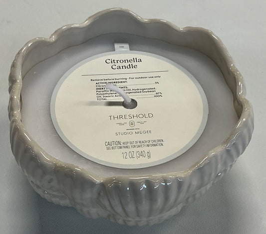 Ceramic citronella candle in a wavy ribbed jar 12oz