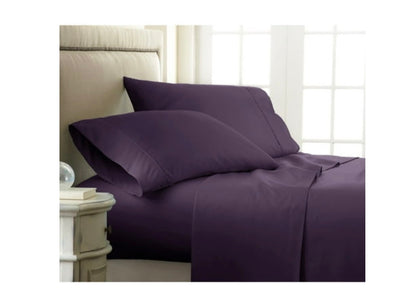 Purple striped microfiber sheet set king 4pcs