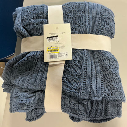 Dimensional knit throw blanket - blue - 50x60”