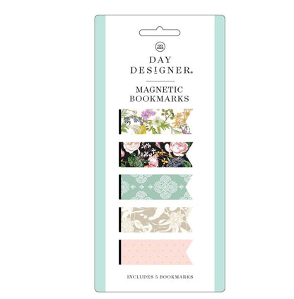 Day Designer brand magnetic bookmarks featuring floral and patterned designs.