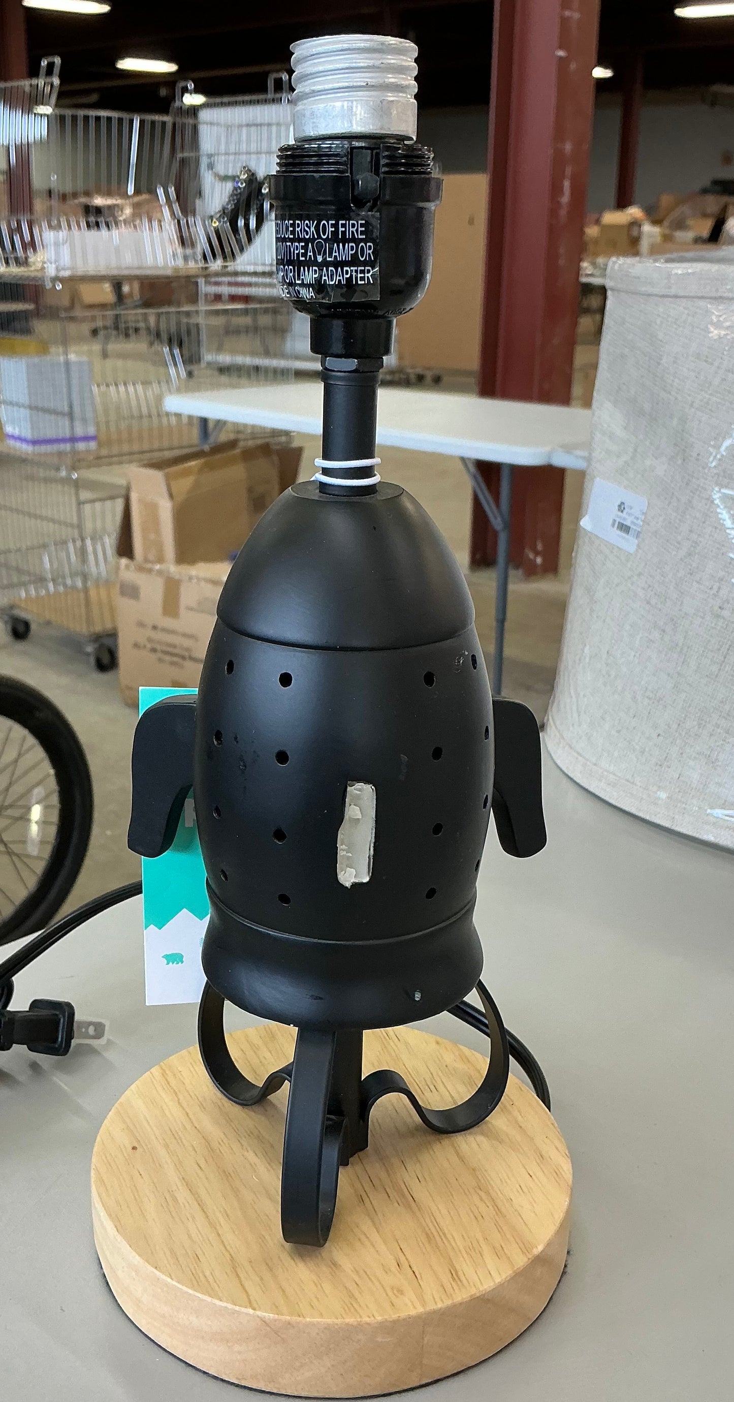 THRIFTY 70 - Spaceship Figural kids’ table lamp - AS IS - MISSING SHADE - BROKEN PIECE - FINAL SALE - NO RETURNS