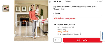 Regalo Flexi Gate Extra Wide Configurable Metal Walk-Through Gate Measurements: 30 Height/Inches, 76 Width/Inches