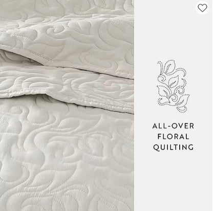 Casual Comfort Floral Stitch Quilt Set 3-pc king/cal king color natural