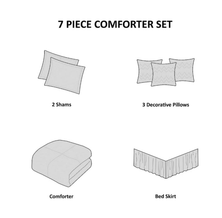 Madison Park Vivian 7 piece Comforter Set Queen-Color(Sea Foam)