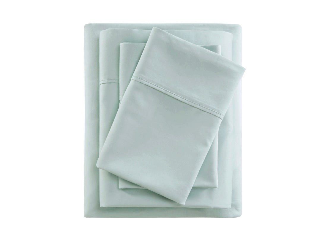 Beautyrest 600 Thread Count Cooling Cotton Blend 4-piece King Sheet Set in light green