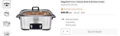 MegaChef 12-In-1 Deluxe Multi 8 Qt Slow Cooker