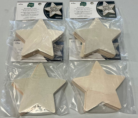 On The Surface Wooden Stars-4 packs(6 pcs per pack)