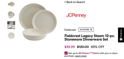 Fieldcrest Legacy Steam 12-pc. Stoneware Dinnerware Set