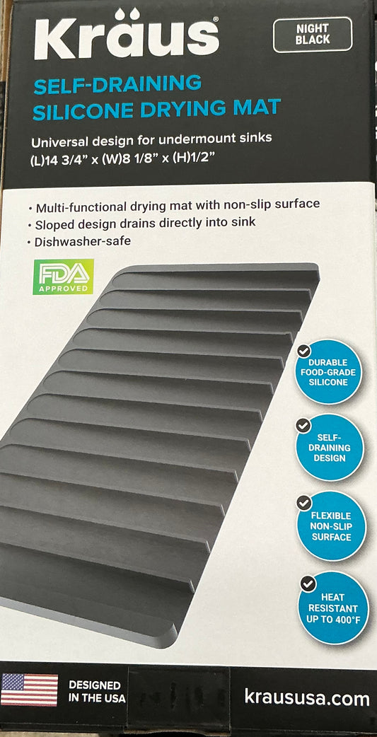 Kraus self draining silicone drying mat-(L)14 3/4” x (W)8 1/8” x (H)1/2”