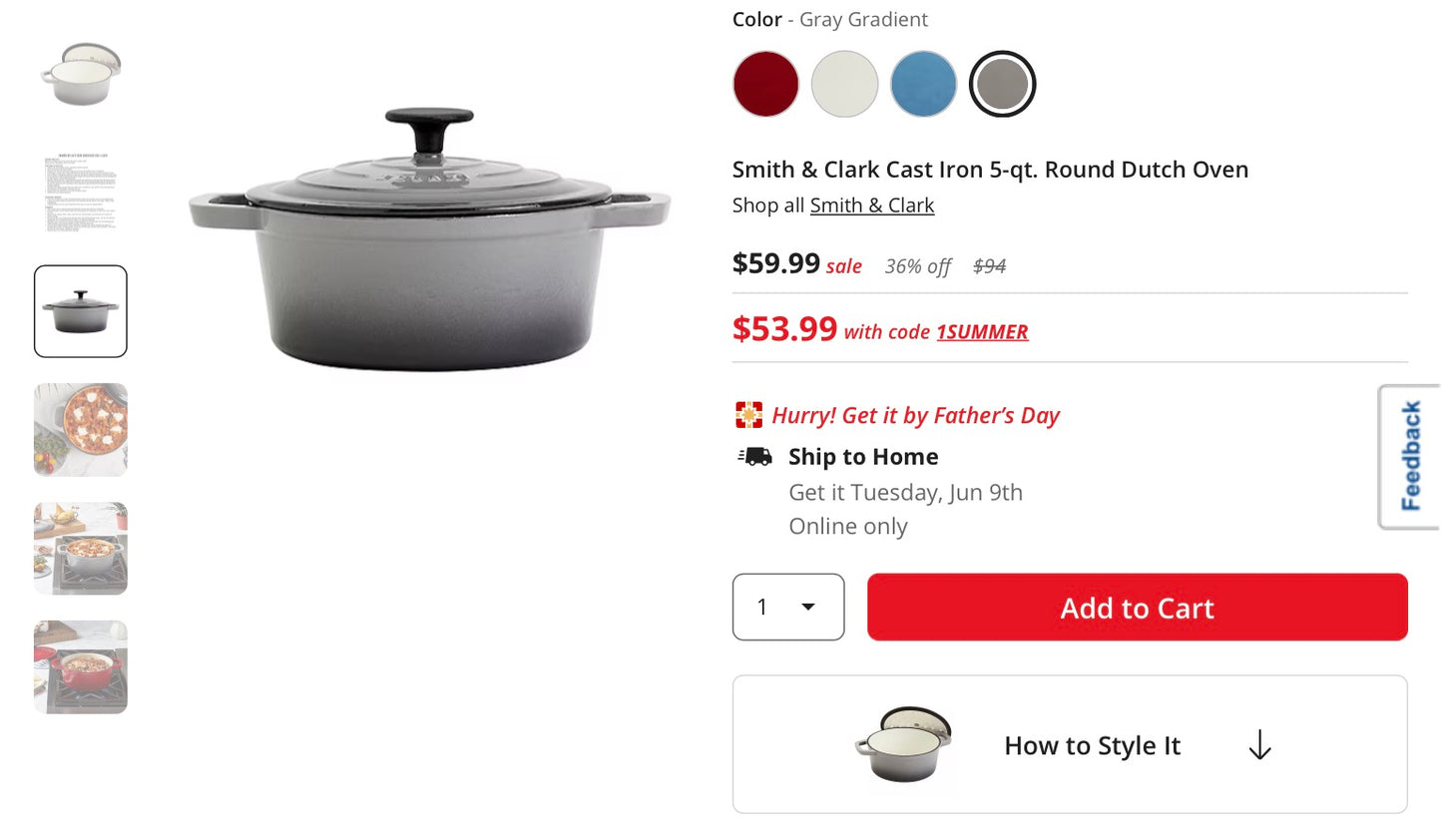 Smith & Clark Cast Iron 5-qt. Round Dutch Oven