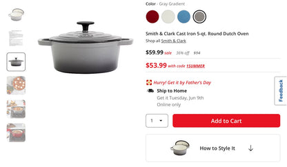 Smith & Clark Cast Iron 5-qt. Round Dutch Oven
